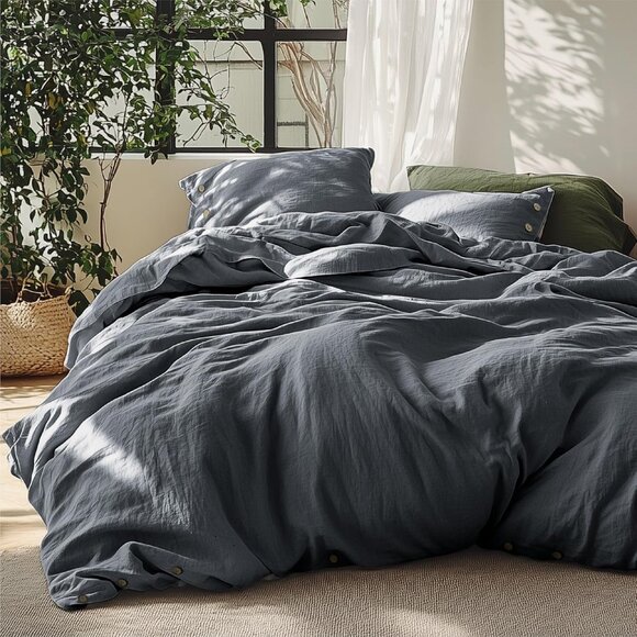 Bedsure Other - Bedsure Linen Duvet Cover Queen Charcoal Grey